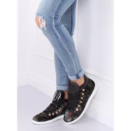 Adidași din catifea K1834206 Flores negru multicolor 2