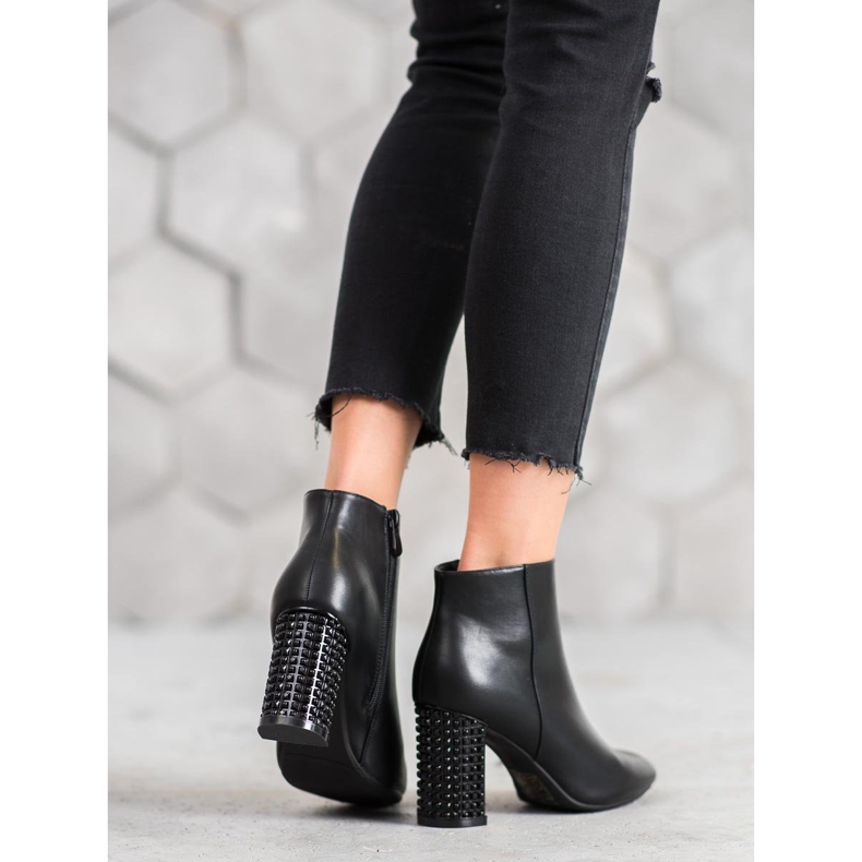 SHELOVET Cizme cu toc decorativ negru 1