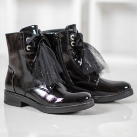 SHELOVET Muncitori din piele ecologică lăcuită negru 1