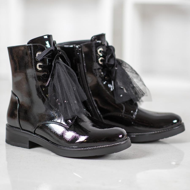 SHELOVET Muncitori din piele ecologică lăcuită negru 1