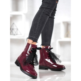 SHELOVET Muncitori din piele ecologică lăcuită roșu 2