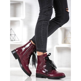 SHELOVET Muncitori din piele ecologică lăcuită roșu 1