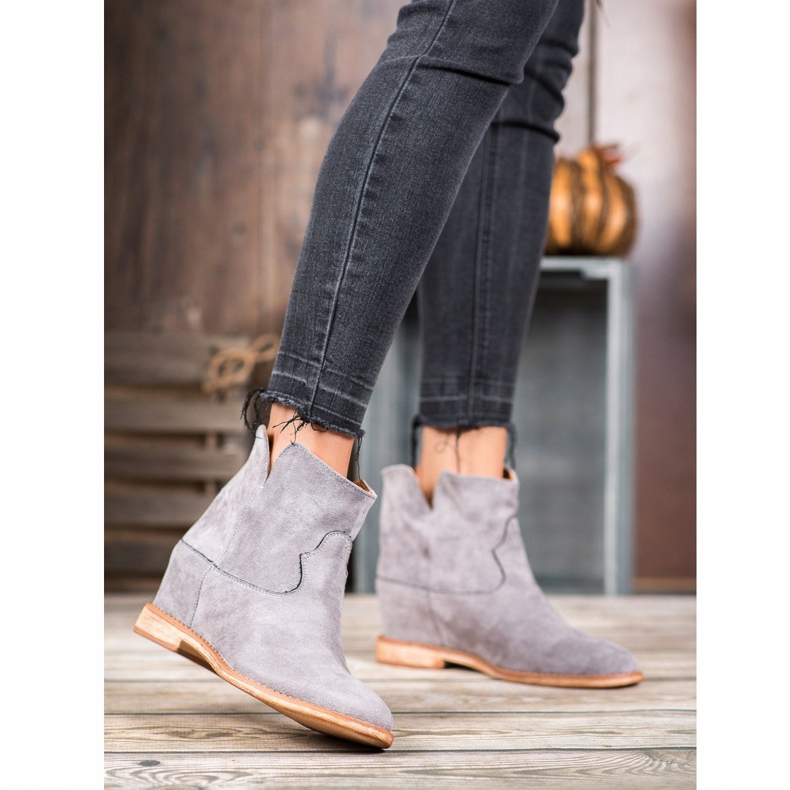 Bella Paris Cizme de cowboy din piele de căprioară gri 2