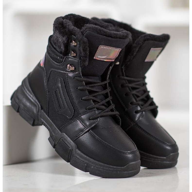 SHELOVET Ghete sport cu efect Holo negru 1