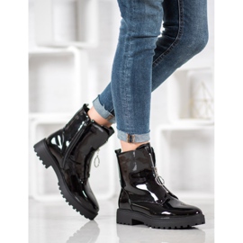 SHELOVET Muncitori din piele ecologică lăcuită negru 2