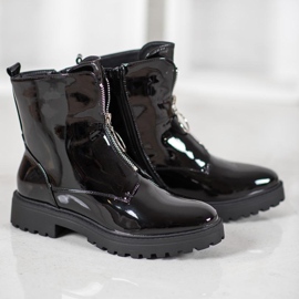 SHELOVET Muncitori din piele ecologică lăcuită negru 1