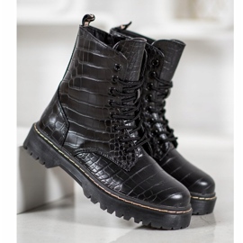 SHELOVET Muncitori la modă cu piele ecologică negru 1