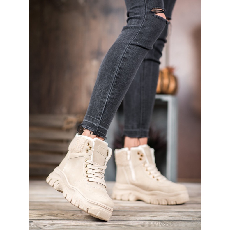 GOLL Adidași calzi cu piele de oaie maro 1