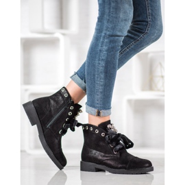 Bella Paris Cizme cu fundă decorativă negru 2