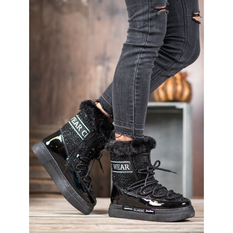 Bella Paris Cizme de zăpadă clasice la modă negru 1