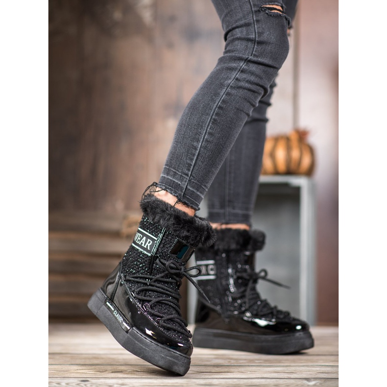 Bella Paris Cizme de zăpadă clasice la modă negru 2