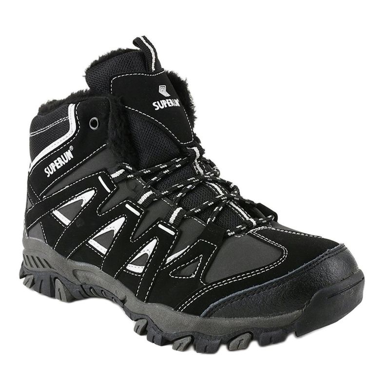 Cizme de drumeție pentru bărbați, negre, solide, izolate 6282 negru gri 1 Cizme de drumeție pentru bărbați, negre, solide, izolate 6282 negru gri 1