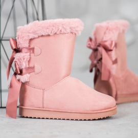 Mukluki înalt cu arcuri roz 1 Mukluki înalt cu arcuri roz 1