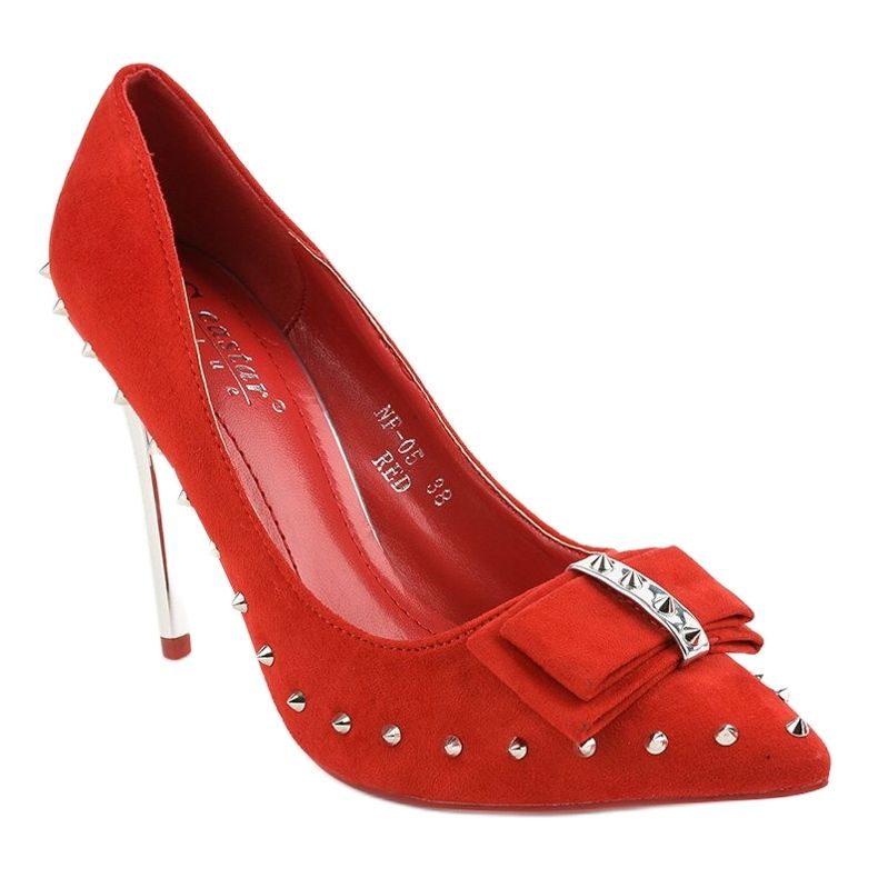 Pompe roșii pe călcâiul NF-05 roșu 1