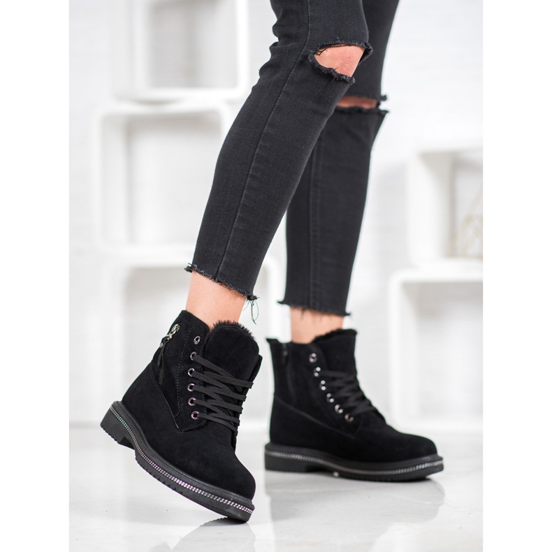 SHELOVET Trappers With Glitter negru 1