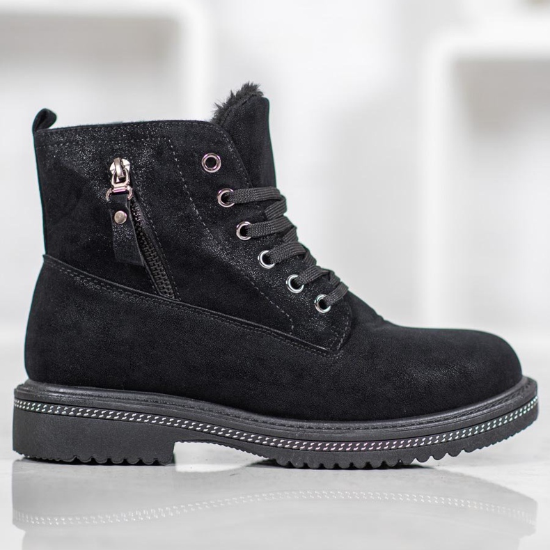 SHELOVET Trappers With Glitter negru 2