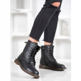 SHELOVET Trapperi la modă cu piele ecologică negru 1 SHELOVET Trapperi la modă cu piele ecologică negru 1