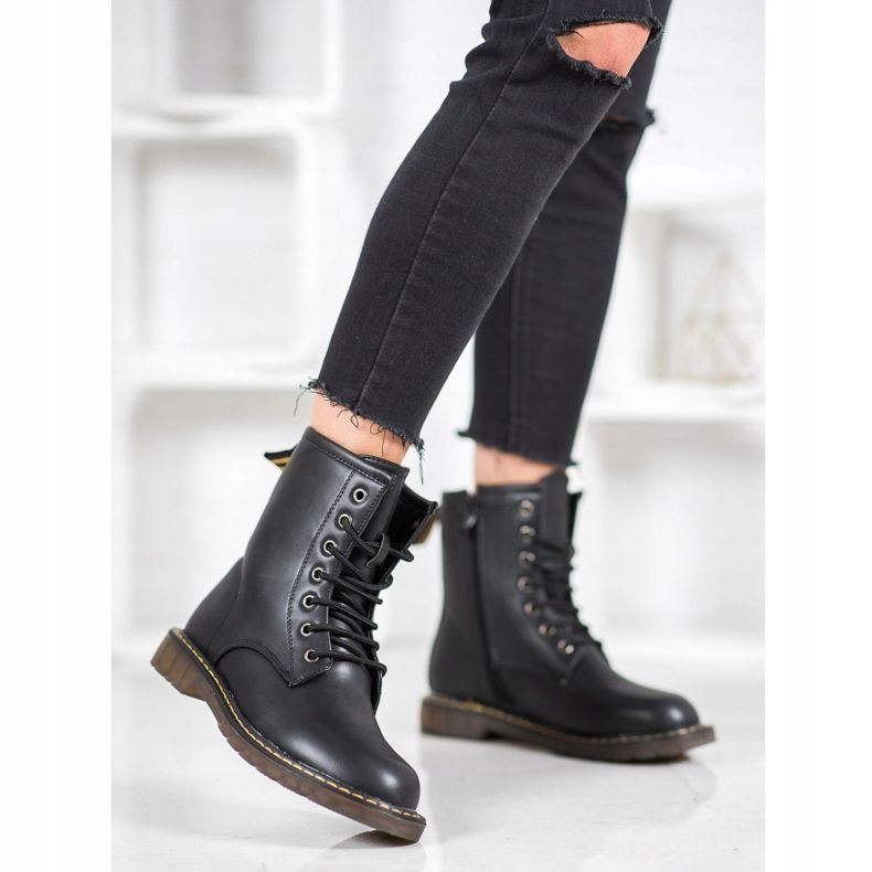 SHELOVET Trapperi la modă cu piele ecologică negru 1