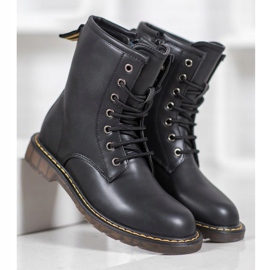 SHELOVET Trapperi la modă cu piele ecologică negru 2 SHELOVET Trapperi la modă cu piele ecologică negru 2