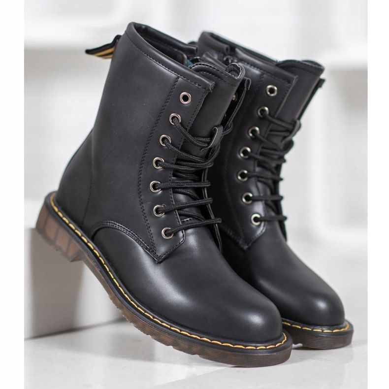 SHELOVET Trapperi la modă cu piele ecologică negru 2 SHELOVET Trapperi la modă cu piele ecologică negru 2