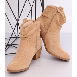 Cizme scurte de cowboy piele intoarsa bej 9166 Bej 1