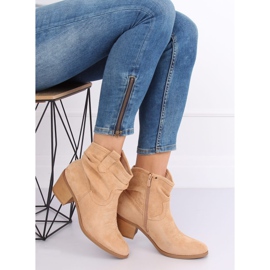 Cizme scurte de cowboy piele intoarsa bej 9166 Bej 2