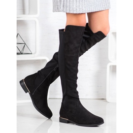 Super Me Cizme din piele de căprioară negru 1