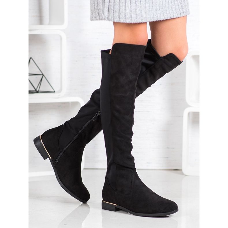 Super Me Cizme din piele de căprioară negru 1