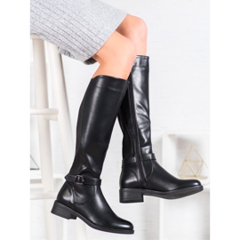 Ideal Shoes Cizme de călărie clasice negru 1