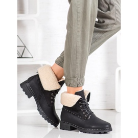 SHELOVET Cizme negre cu piele de oaie negru 2