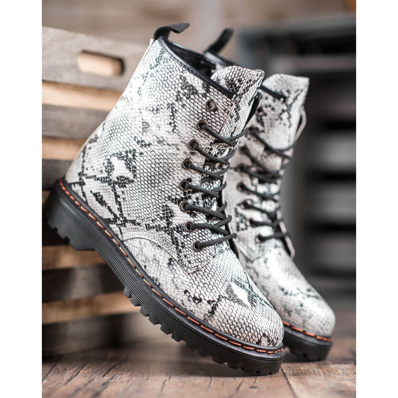 SHELOVET Imprimare șarpe pentru muncitori din piele ecologică alb 1