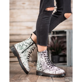 SHELOVET Imprimare șarpe pentru muncitori din piele ecologică alb 2