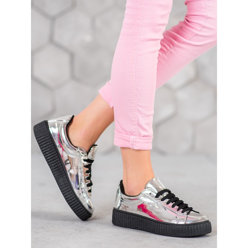 Corina Pantofi argintii pe platformă gri 1