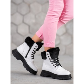 SHELOVET Muncitori cu dantelă cu blană alb 2