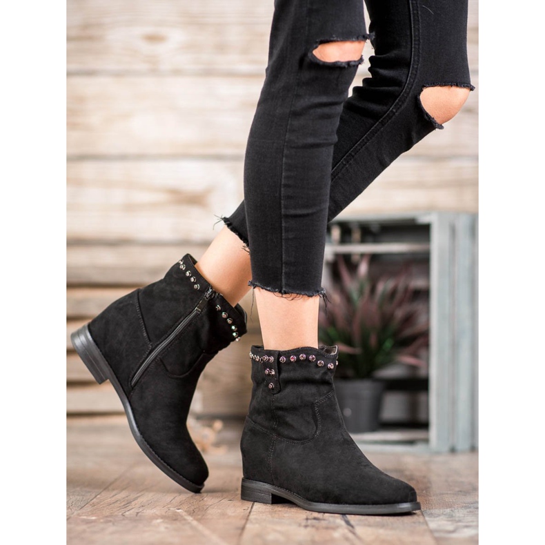 Ideal Shoes Cizme calde de cowboy cu jeturi negru 1 Ideal Shoes Cizme calde de cowboy cu jeturi negru 1