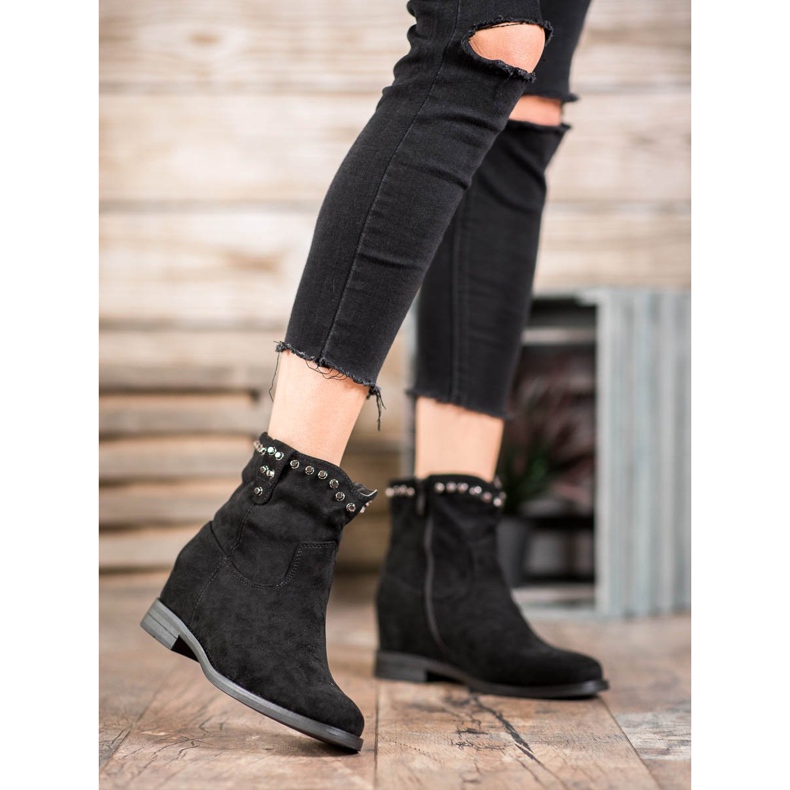 Ideal Shoes Cizme calde de cowboy cu jeturi negru 2 Ideal Shoes Cizme calde de cowboy cu jeturi negru 2