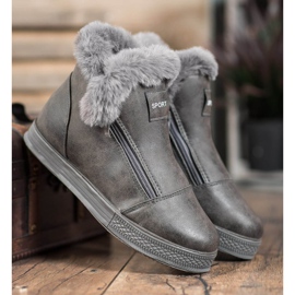 SHELOVET Ghete sport cu blană gri 1