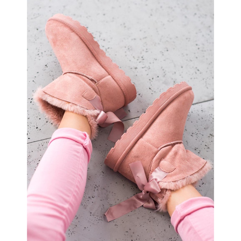 SHELOVET Mukluki cald cu arc roz 2