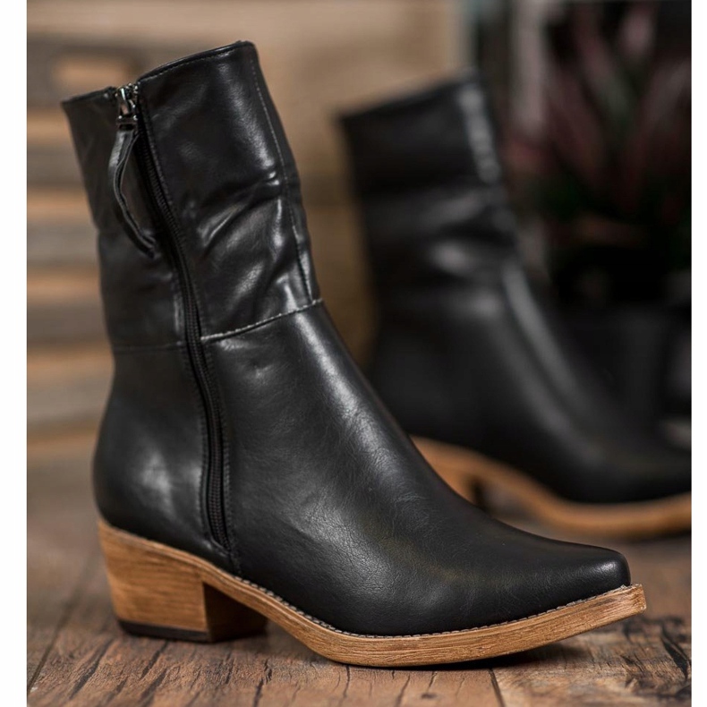 Kylie Cizme de cowboy cu partea superioară îndoită negru 1 Kylie Cizme de cowboy cu partea superioară îndoită negru 1