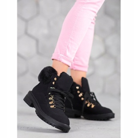 Cizme textile cu blană VICES negru 1