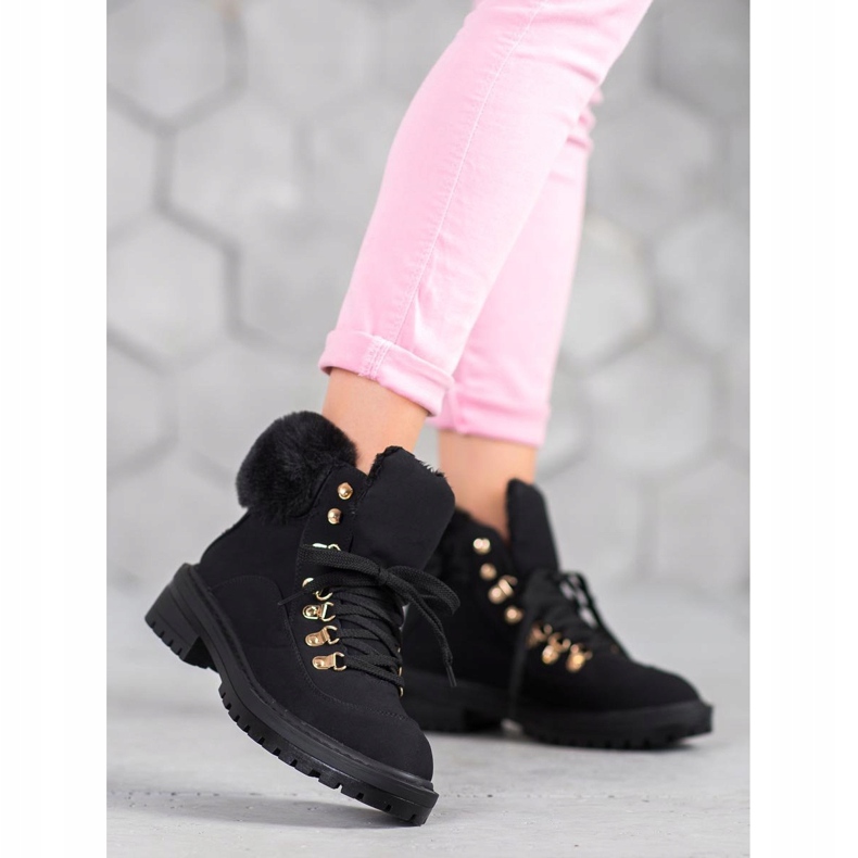 Cizme textile cu blană VICES negru 1