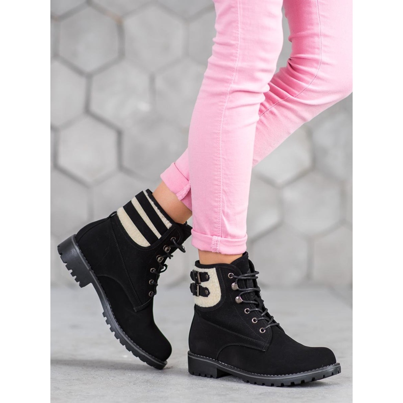 SDS Capcane textile cu piele de oaie negru 1