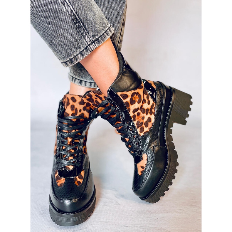 Încălțăminte cu talpă înaltă NS067 Leopard negru 1