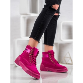 Yes Mile Cizme de moda legate roz 1