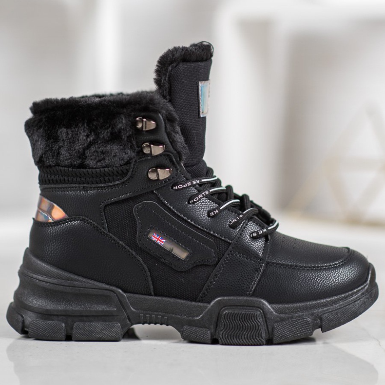 Yes Mile Adidași cu blană negru 2