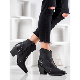 Small Swan Cizme calde de cowboy pe tocuri înalte negru 1