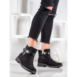 SHELOVET Muncitori din piele de căprioară cu cataramă negru 2