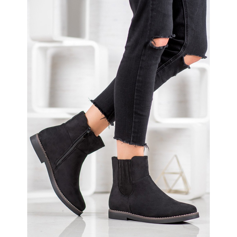 Clowse Ghete confortabile din piele intoarsa negru 2