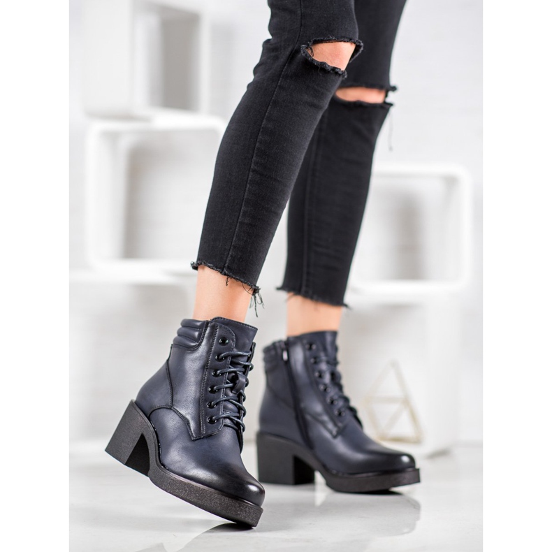 Super Mode Cizme confortabile din piele ecologică albastru 2 Super Mode Cizme confortabile din piele ecologică albastru 2