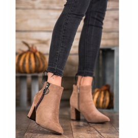 Small Swan Ghete din piele de căprioară cu fermoar bej 2